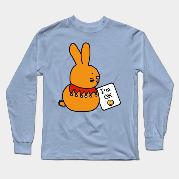 Bunny Rabbit says Im OK at Easter Long Sleeve T-Shirt by ellenhenryart